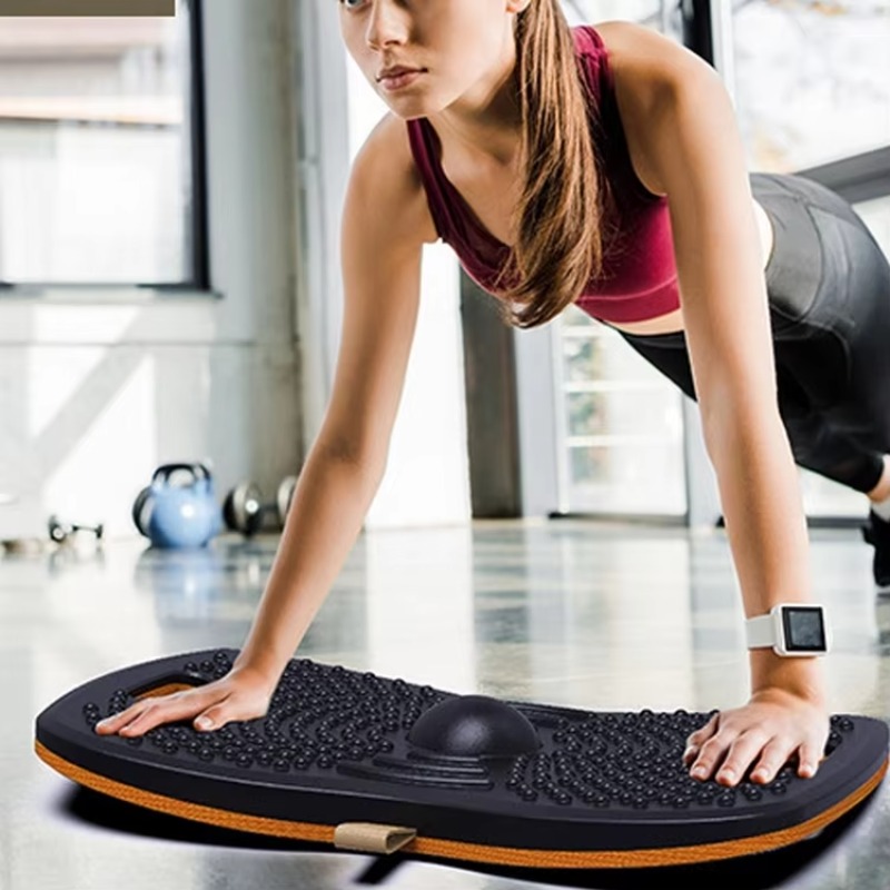 Balance Board Wobble - スタンディングデスクマット 抗疲労 木製 ウォブルバランスボード 人間工学に基づいたデザイン バランスボード